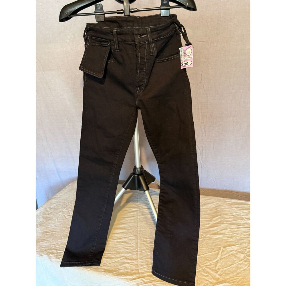 Atelier & Repairs Utility Pocket Jeans – Black Button Fly – Stretch– Size 26